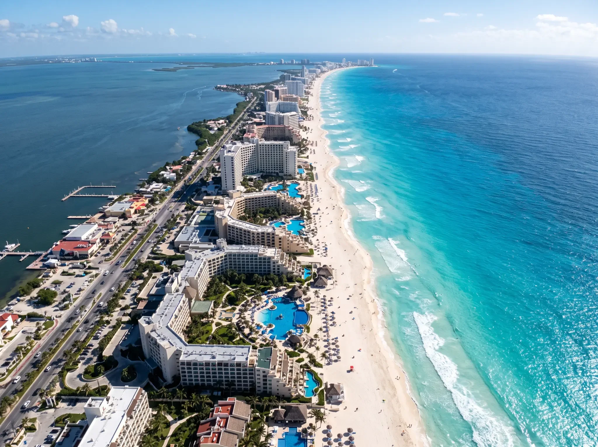 Cancun beach and turquoise Caribbean water